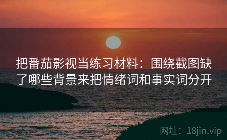 把番茄影视当练习材料:围绕截图缺了哪些背景来把情绪词和事实词分开